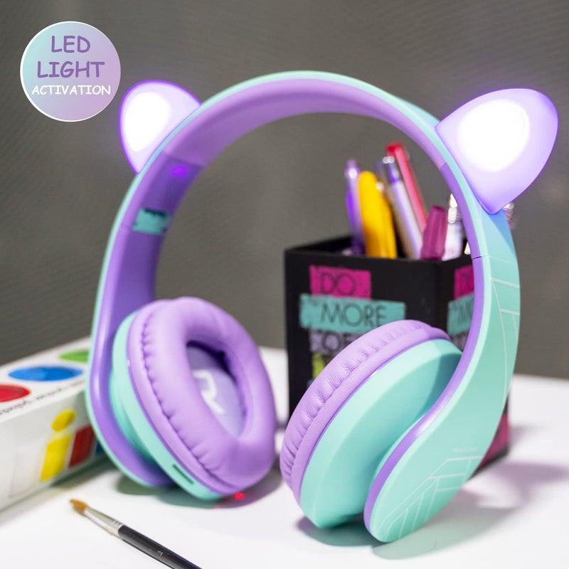 PowerLocus Kids Headphones Over-Ear, Bluetooth Wireless Headphones for Kids,with Microphone, Safe 85DB Volume Limited, Foldable with Carry Case, Audio Cable, Micro SD mode for Online Classes,PC,Phones - Image 2