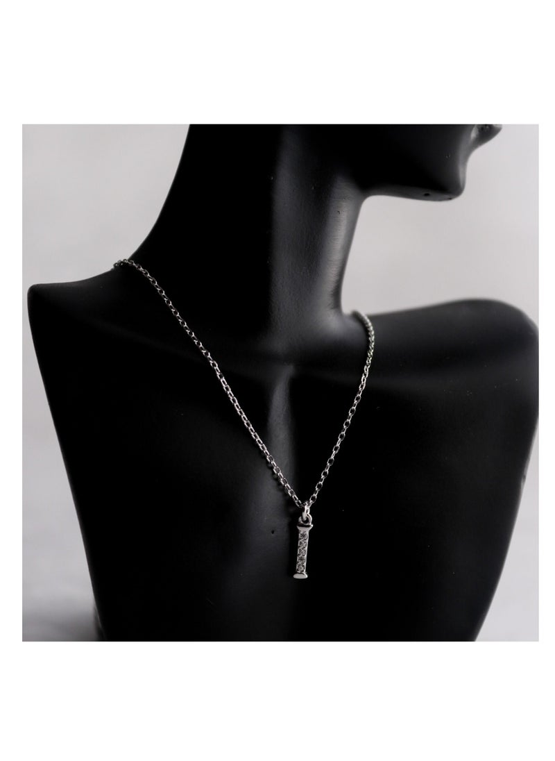 Story Of Candle - Silver pendant necklace with a unique design with the letter I - Image 1