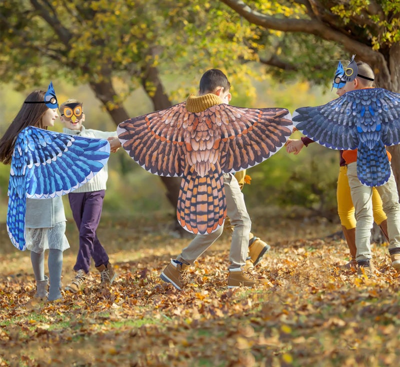 D.Q.Z Bird-Wings-Owl-Costume for Kids with Mask, Dress Up Clothes for Boys Girls Toys Eagle Role Play Hallowen Party (Brown) - Image 2
