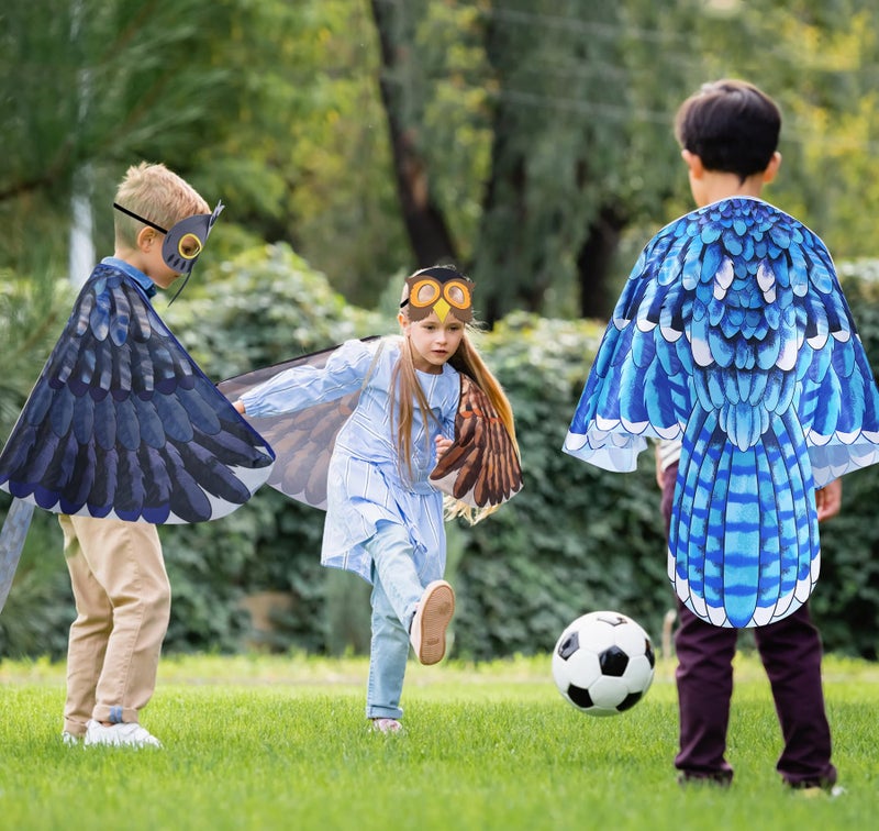 D.Q.Z Bird-Wings-Owl-Costume for Kids with Mask, Dress Up Clothes for Boys Girls Toys Eagle Role Play Hallowen Party (Brown) - Image 3