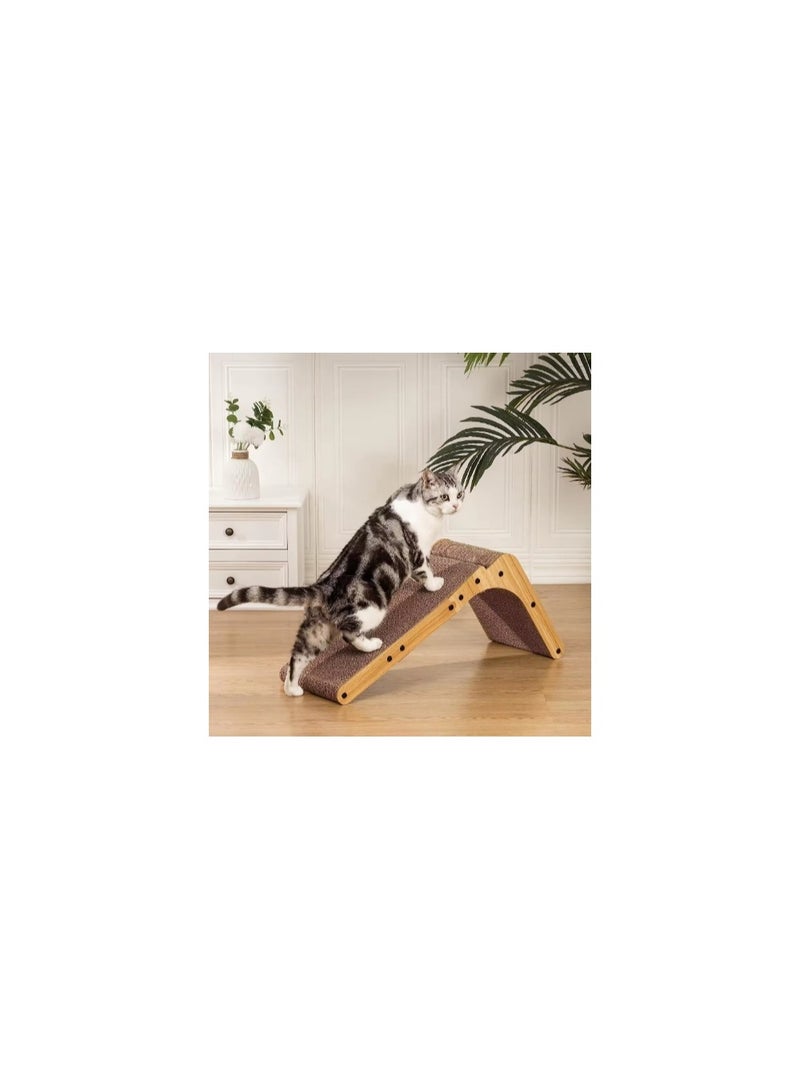 68 CM L Shape Cat Scratch Pad Wall Mounted, Cat Scratching Cardboard with Ball Toy for Indoor Cats, Large Size - Image 3