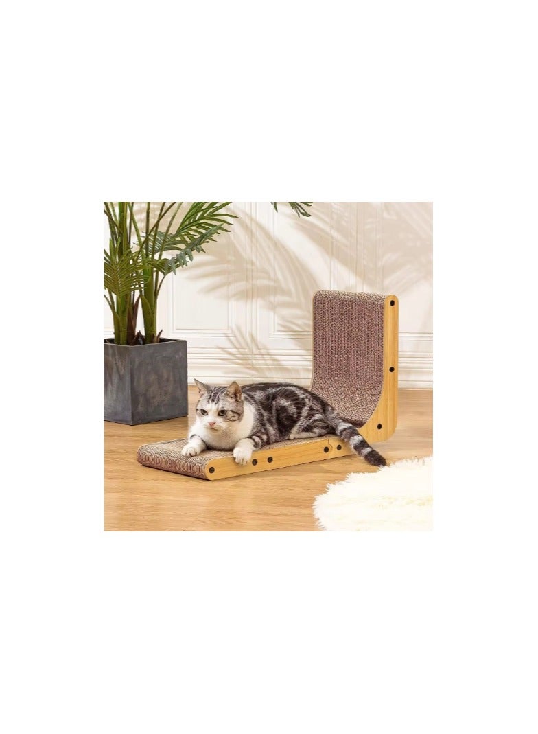 68 CM L Shape Cat Scratch Pad Wall Mounted, Cat Scratching Cardboard with Ball Toy for Indoor Cats, Large Size - Image 4