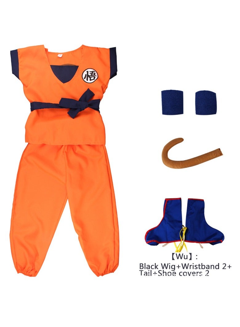 JAYATO 6-piece cosplay costume set of Goku from Dragon Ball Super level 2, featuring a Saiyan, dressed as Sn Goku.   Halloween Costume for children's performance, Kids Party - Image 1