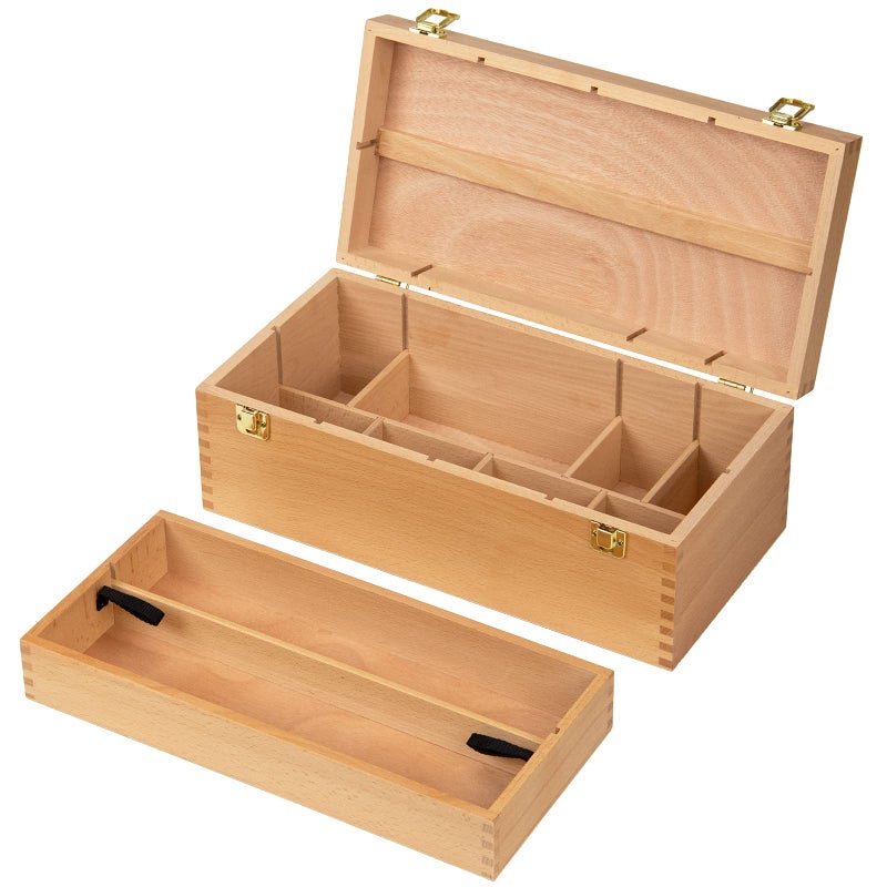 MEEDEN Sturdy Wood Tool Box: Beechwood Portable Art Supply Organizer - Large Artist Storage Box - Image 1