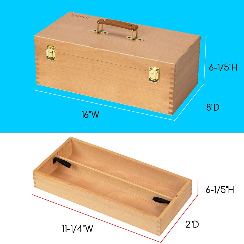 MEEDEN Sturdy Wood Tool Box: Beechwood Portable Art Supply Organizer - Large Artist Storage Box - Image 2