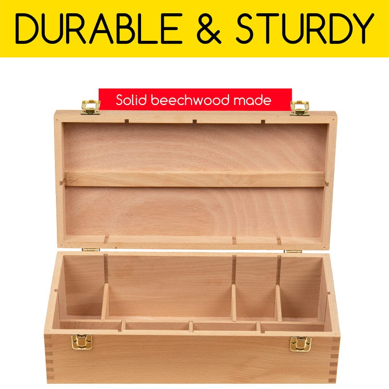 MEEDEN Sturdy Wood Tool Box: Beechwood Portable Art Supply Organizer - Large Artist Storage Box - Image 3