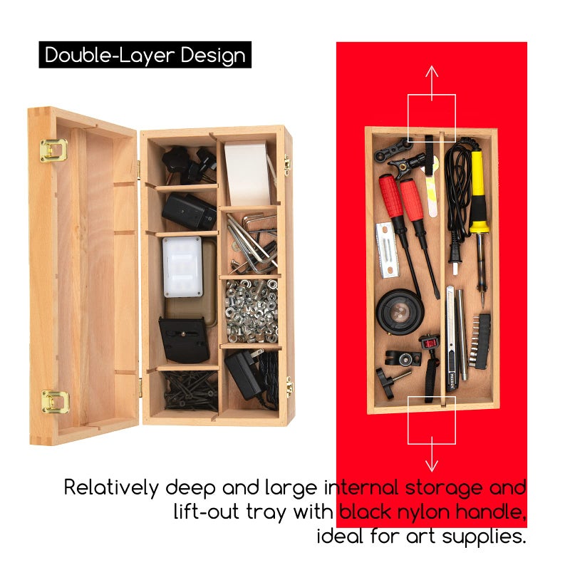 MEEDEN Sturdy Wood Tool Box: Beechwood Portable Art Supply Organizer - Large Artist Storage Box - Image 4