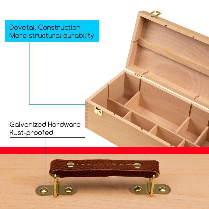 MEEDEN Sturdy Wood Tool Box: Beechwood Portable Art Supply Organizer - Large Artist Storage Box - Image 5