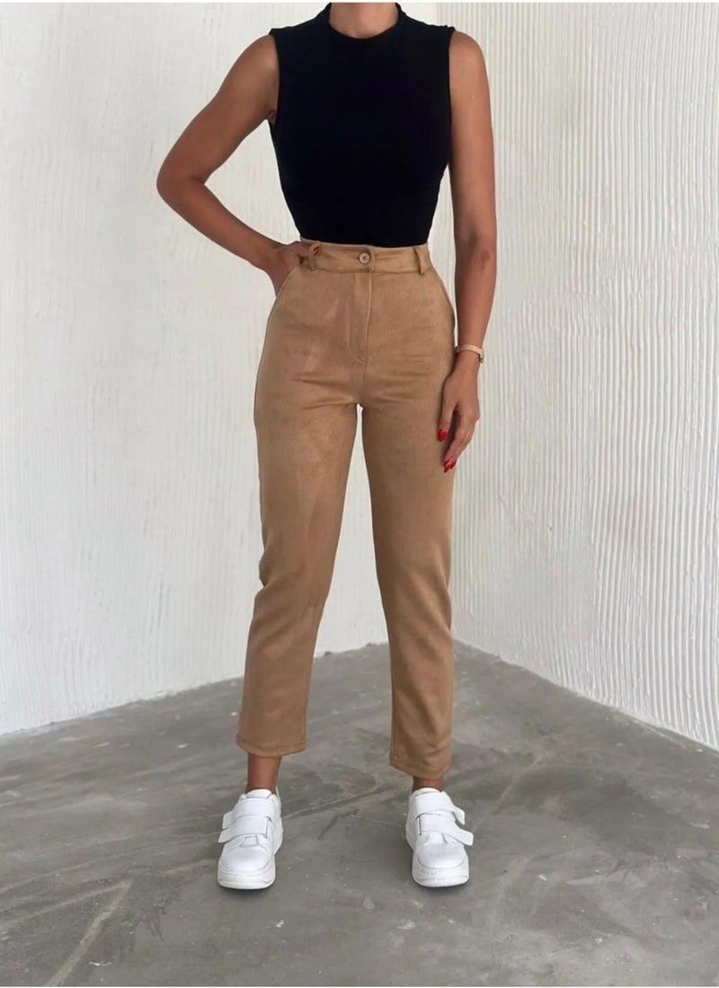 Swana Women's Suede Carrot Trousers  - Image 1