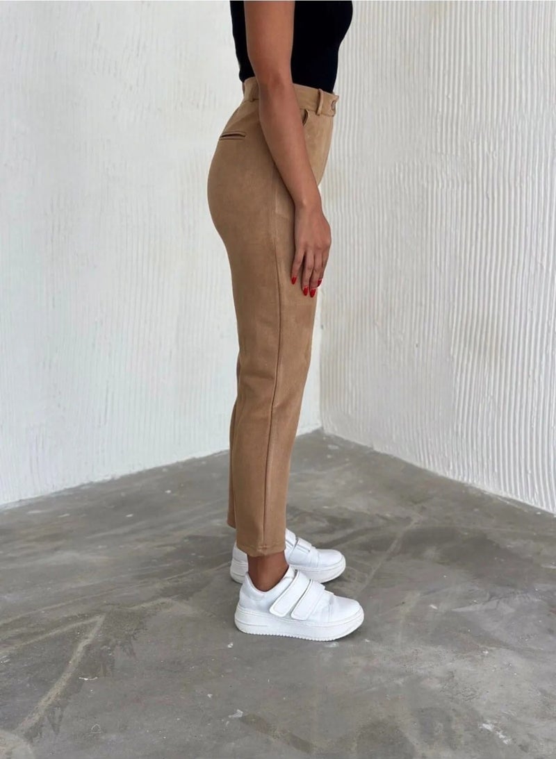 Swana Women's Suede Carrot Trousers  - Image 3