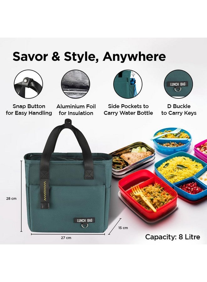 Umai UMAI Insulated Lunch Bag for Kids, Women & Men, Ideal Tote Tiffin Bag for Office/School/Camping/Gym-Lightweight, Durable Handle, Large Capacity, Multifunctional Pockets, Easy to Clean (Green)  - Image 2