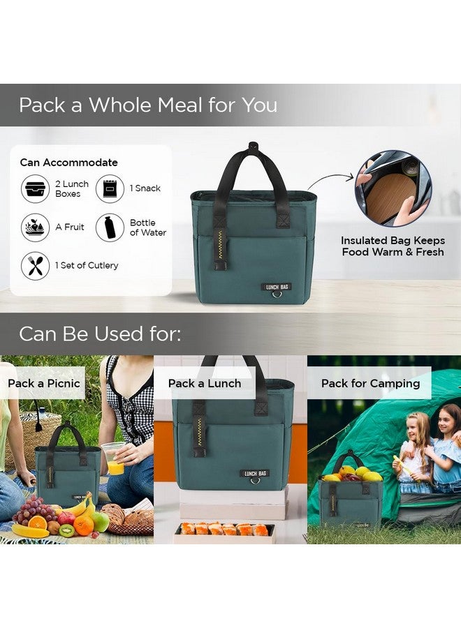 Umai UMAI Insulated Lunch Bag for Kids, Women & Men, Ideal Tote Tiffin Bag for Office/School/Camping/Gym-Lightweight, Durable Handle, Large Capacity, Multifunctional Pockets, Easy to Clean (Green)  - Image 4