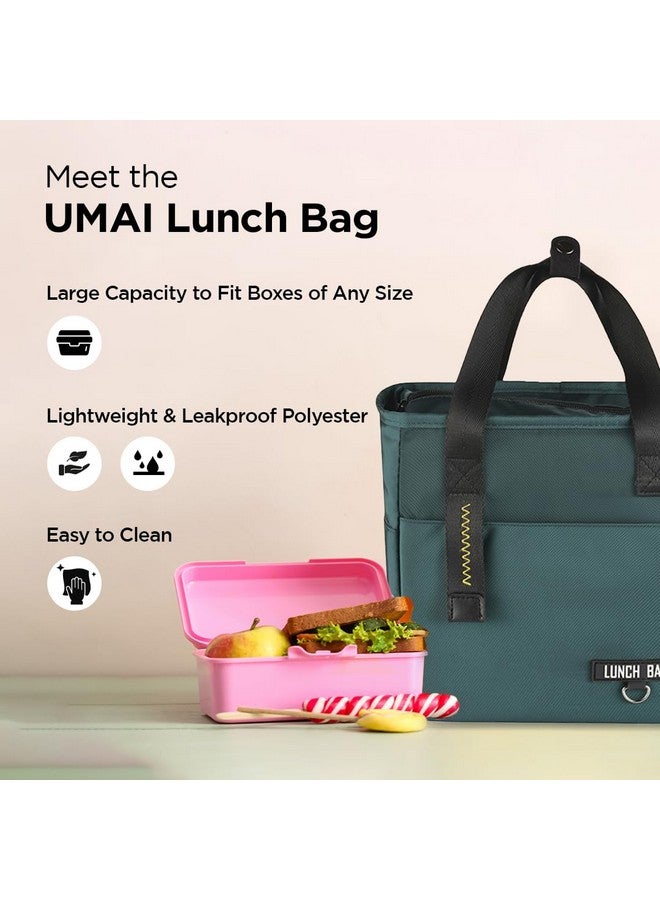 Umai UMAI Insulated Lunch Bag for Kids, Women & Men, Ideal Tote Tiffin Bag for Office/School/Camping/Gym-Lightweight, Durable Handle, Large Capacity, Multifunctional Pockets, Easy to Clean (Green)  - Image 3