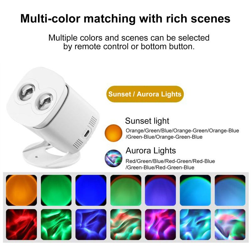 Sunset Aurora Ambient Light: White Compact Portable 7-Color Display - Remote Control Enabled Ambient Light for Living Room Bedroom Bar Stage Decoration - Image 4