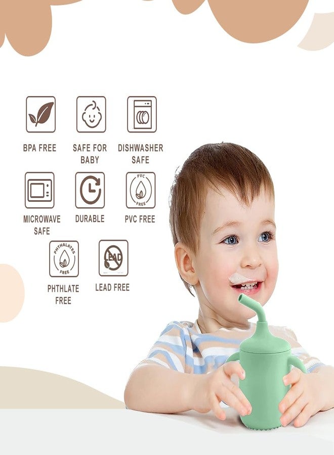 TONY STARK Baby Sipper Bottle for 6month+, Silicone Tumbler Bottle with Straw, Kids Water Bottle with Twin Handles, Durable Straw Cup for Babies (Minty Pastel Green) - Image 4
