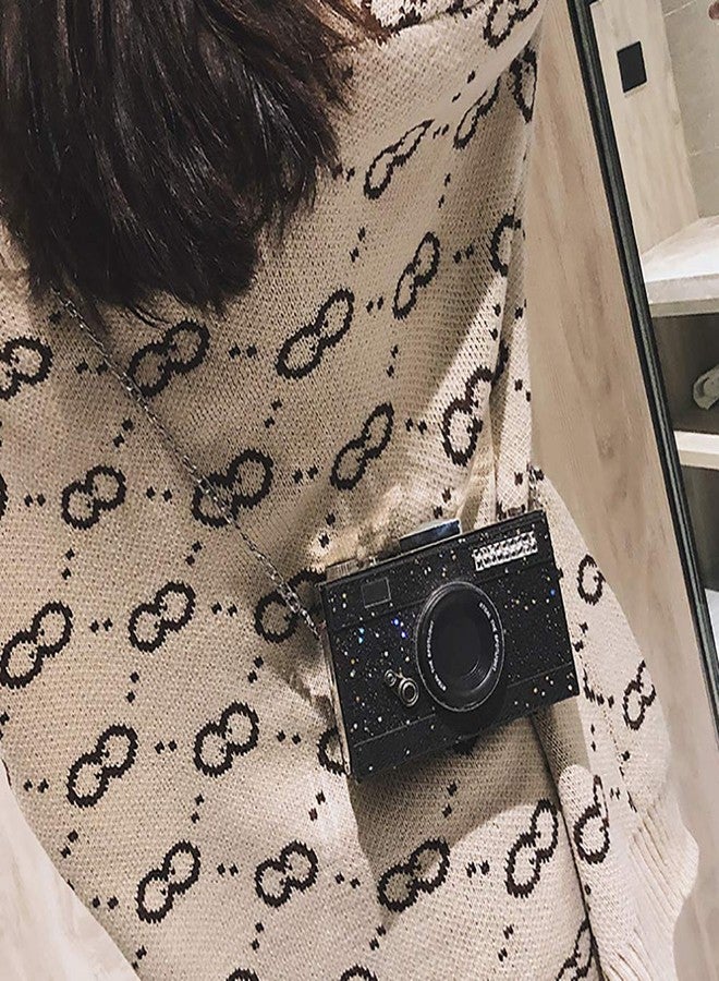 QZUnique Women's Glitter PU Camera Shaped Snapshot Casual Crossbody Shoulder Handbag Purse - Image 2