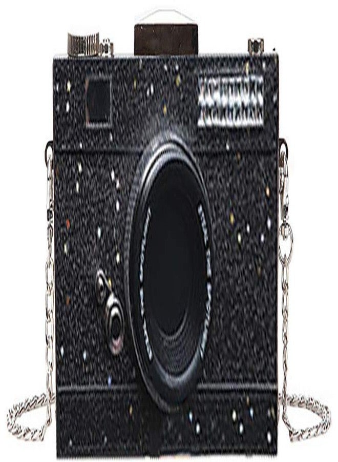 QZUnique Women's Glitter PU Camera Shaped Snapshot Casual Crossbody Shoulder Handbag Purse - Image 1