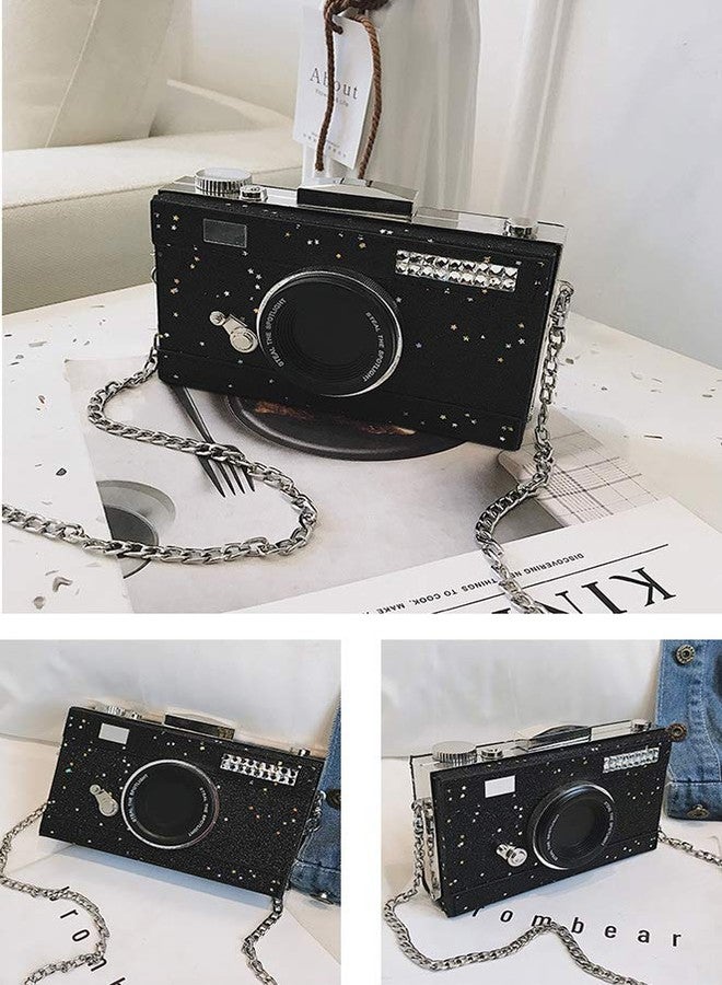 QZUnique Women's Glitter PU Camera Shaped Snapshot Casual Crossbody Shoulder Handbag Purse - Image 5