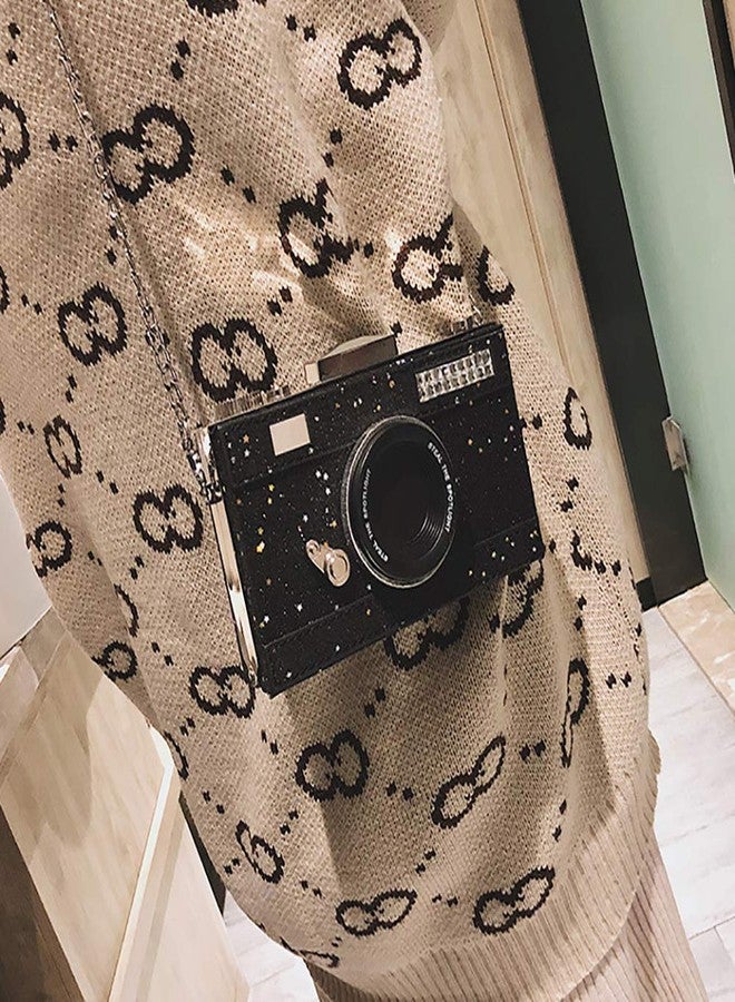 QZUnique Women's Glitter PU Camera Shaped Snapshot Casual Crossbody Shoulder Handbag Purse - Image 4