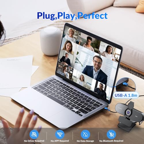 NEWORK 4K Webcam for PC with PDAF & CDAF Dual-autofocus, Ultra 4K HD, 2 Noise Reduction Mics, Auto Light Correction, Privacy Cover & Tripod, 79°FOV, Streaming Camera for PC, Mac, Laptop, Video Calls - Image 5