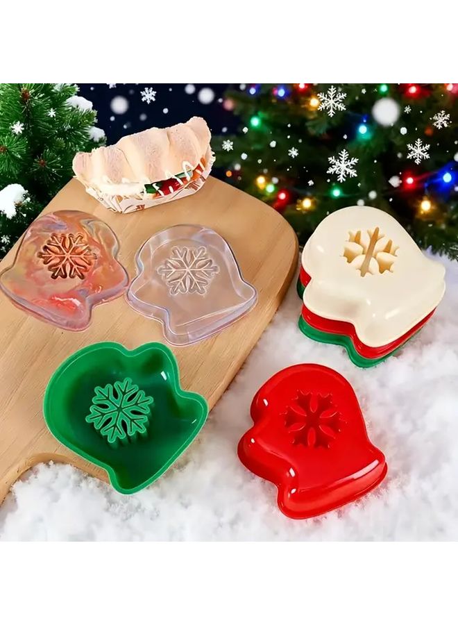 2pcs Christmas Cookie Molds Set Red Green Handmade Snowflake Baking Kit - Image 1