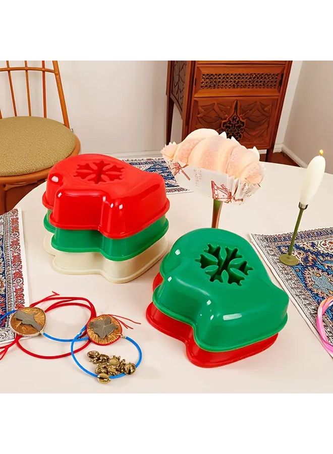 2pcs Christmas Cookie Molds Set Red Green Handmade Snowflake Baking Kit - Image 2