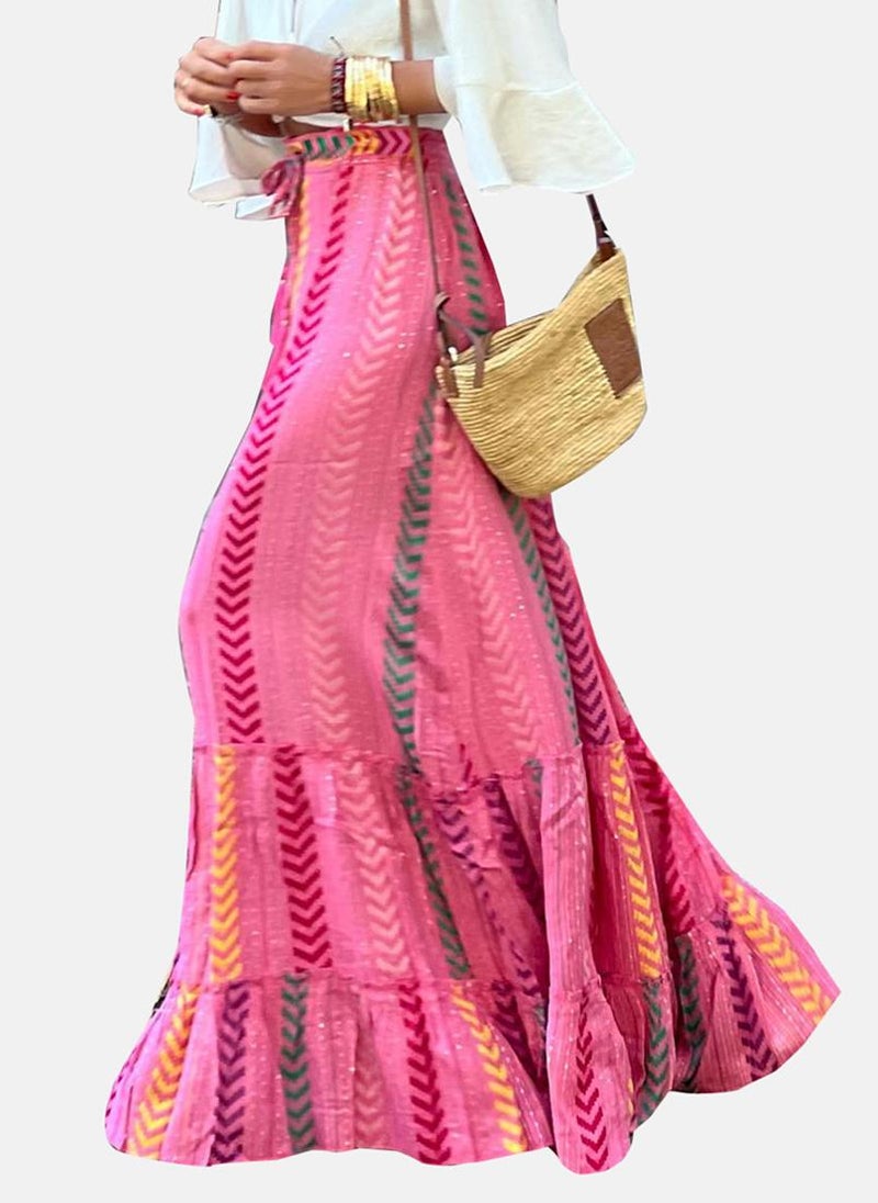 YUNIQEE Pink Tiered Printed Maxi Skirt - Image 3