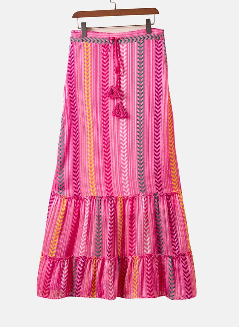 YUNIQEE Pink Tiered Printed Maxi Skirt - Image 4