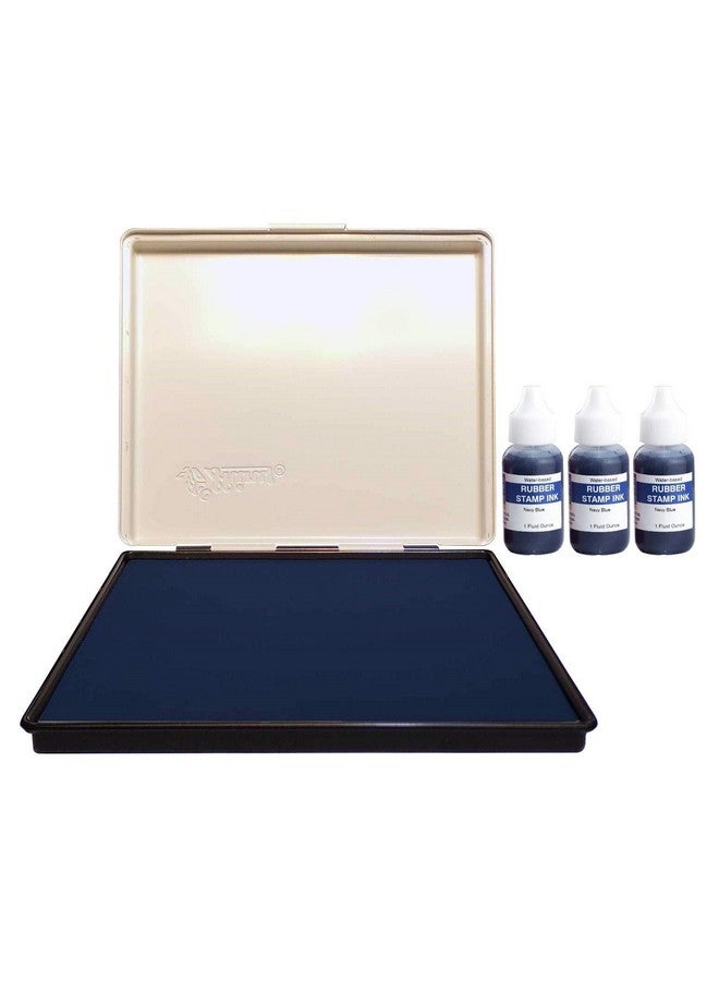 UImprint Extra Large 8'' X 12'' Industrial Rubber Stamp Ink Pad In Metal Case, Navy Blue Stamp Pad - Image 2