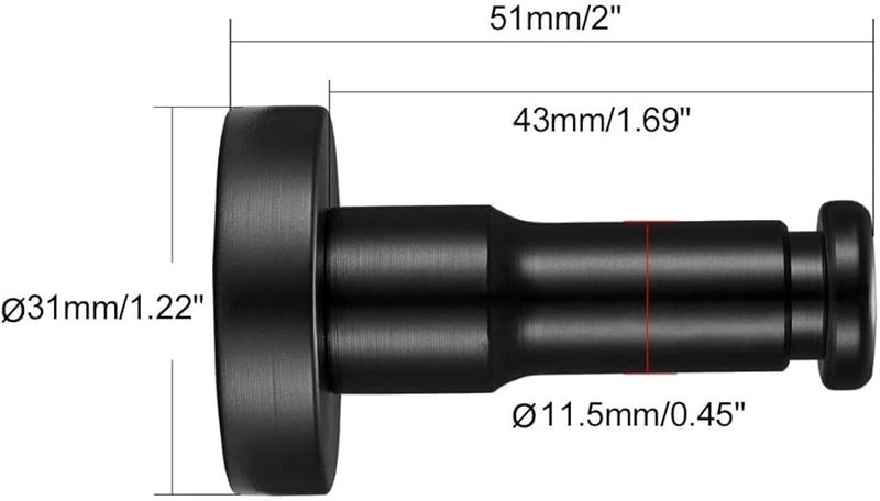 خطاف حائط من سبائك الألومنيوم الأسود مع قضيب منشفة مفرد ومسامير 1.69 بوصة - Image 2