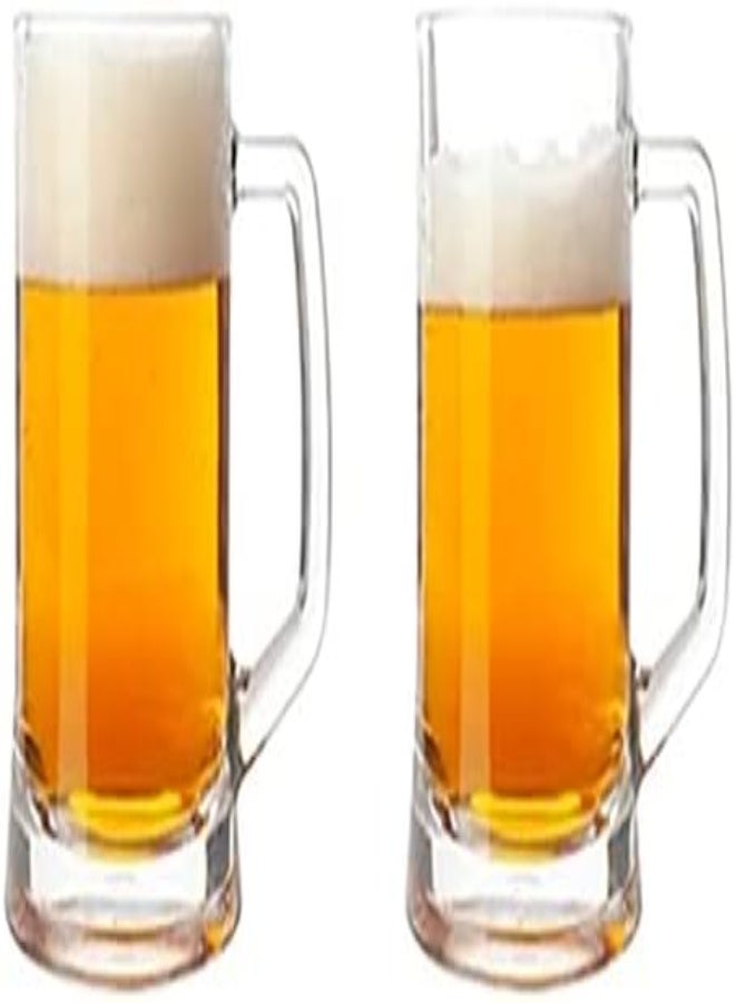 AKDC أكواب بيرة كريستال شفافة للرجال 17 أونصة، أكواب بيرة للفريزر 500 مل، زجاج بمقبض للشرب، أكواب شرب الحانة هدية ستاين للرجال (كوب (مجموعة من 2)) - Image 2
