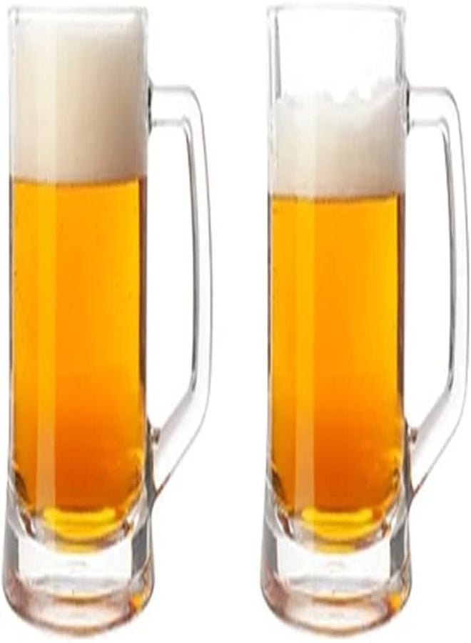 AKDC أكواب بيرة كريستال شفافة للرجال 17 أونصة، أكواب بيرة للفريزر 500 مل، زجاج بمقبض للشرب، أكواب شرب الحانة هدية ستاين للرجال (كوب (مجموعة من 2)) - Image 3