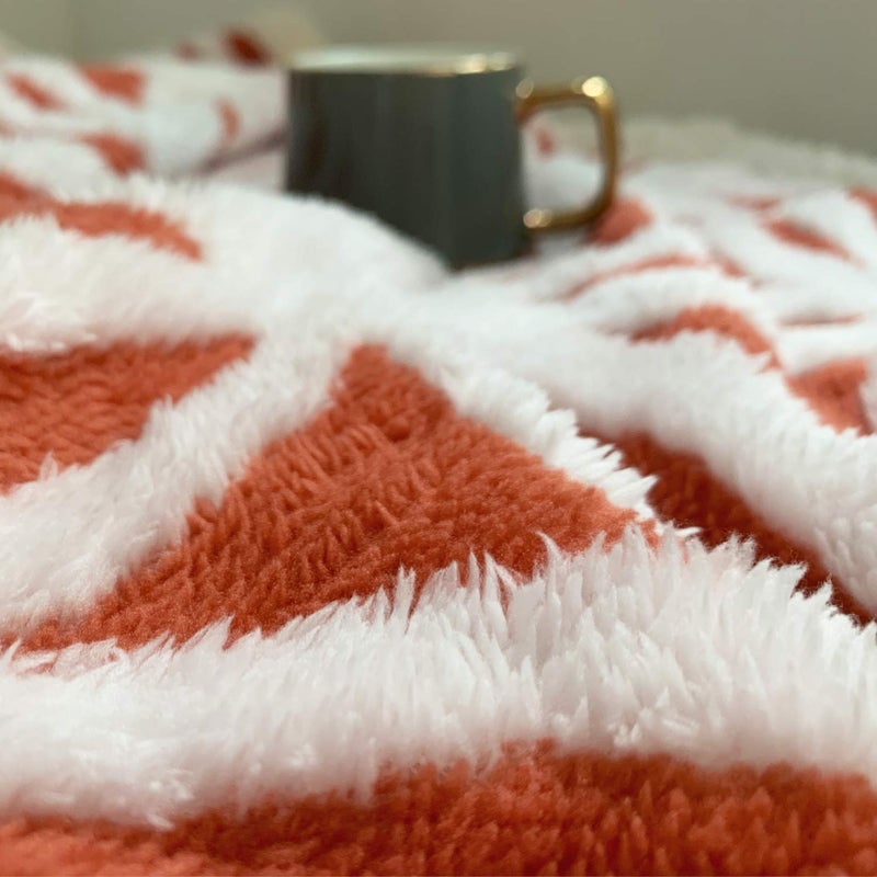 LOMAO Sherpa Fleece Blanket Fuzzy Soft Throw Blanket Dual Sided Blanket for Couch Sofa Bed (Coral, 60''x80'') - Image 3