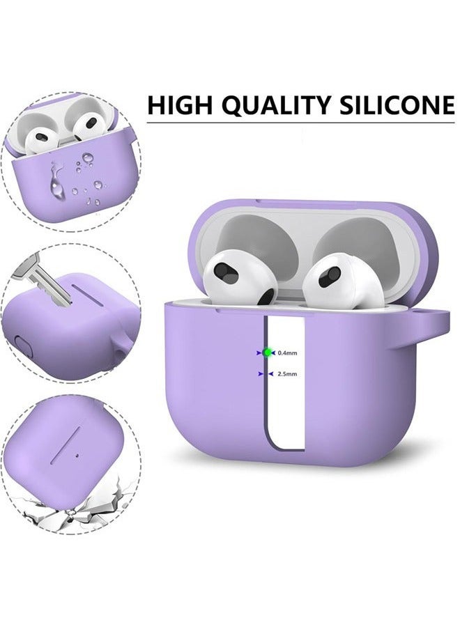 Soft Silicone Protective Case Cover for AirPods 4 with Cleaner Kit and Keychain(Purple)