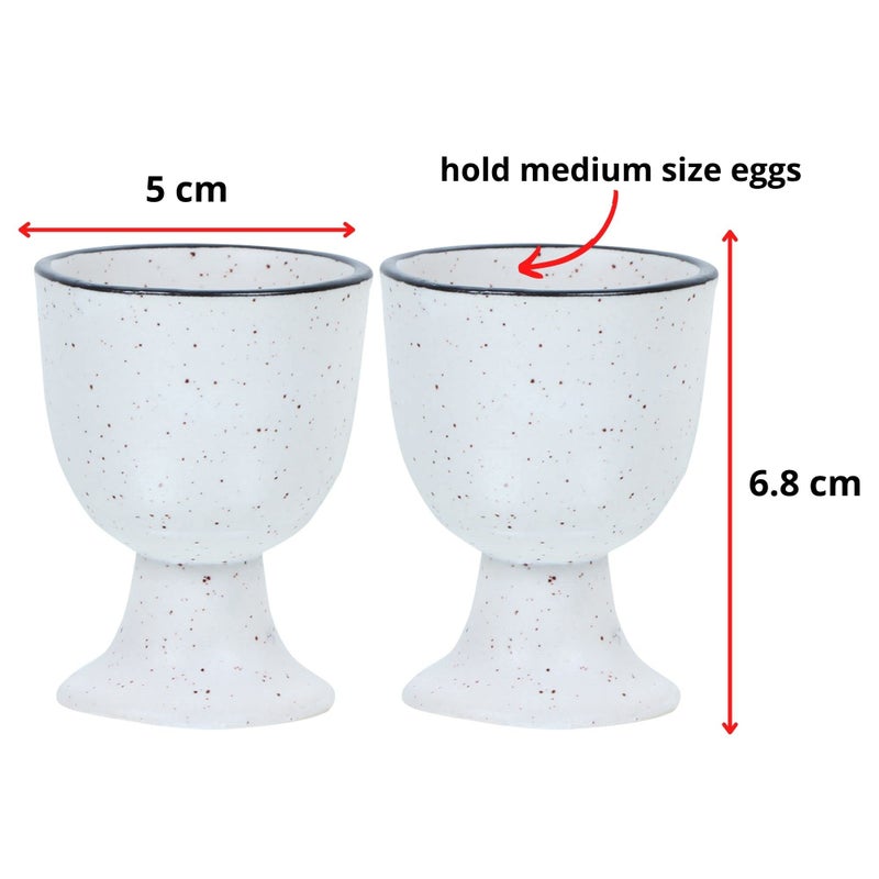 QIMACPLUS Soft Boiled Egg Holder | Ceramic Egg Cup Set | Ceramic Egg Holder, Ivory and Black 2 PCS Each - Image 4
