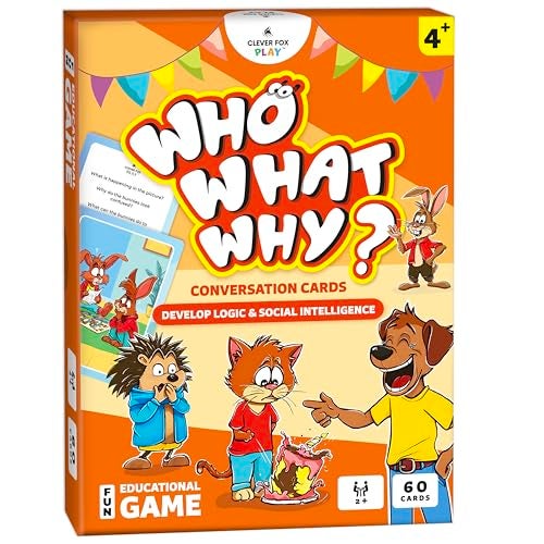 Clever Fox Play Who What Why Conversation Cards for Kids Learning Game for Social Skills Emotional Intelligence Critical Thinking Speech Therapy Resources Sequencing Game Articulation Materials Ages 4 - Image 1