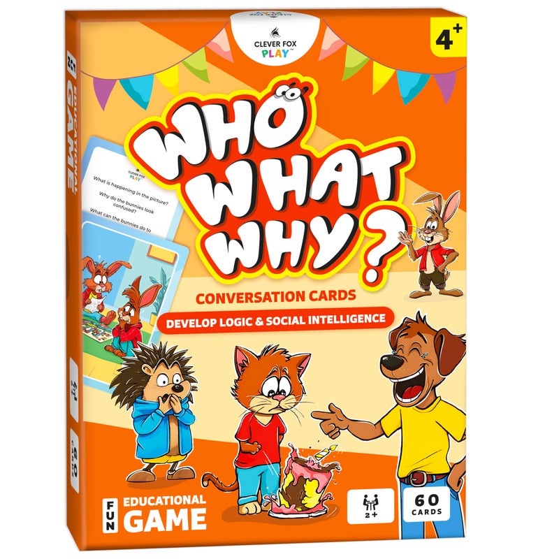 Clever Fox Play Who What Why Conversation Cards for Kids Learning Game for Social Skills Emotional Intelligence Critical Thinking Speech Therapy Resources Sequencing Game Articulation Materials Ages 4 - Image 2