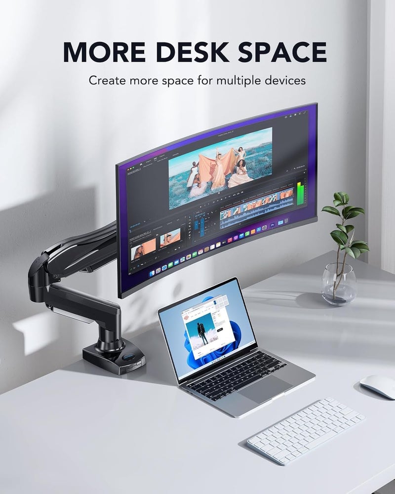 HUANUO Single Monitor Mount, 13 to 32 Inch Monitor Arm, Adjustable Monitor Stand, Vesa Mount with Clamp and Grommet Base - Fits 4.4 to 19.8lbs LCD Computer Monitors - Image 5