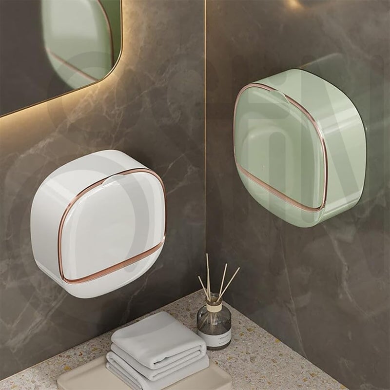Ostin Soap Holder with Drain Tray Waterproof Soap Dish Holder Keep Soap Bars Dry Adhesive Soap Case Box Wall Mounted for Shower Bathroom Bathtub Mint Green - Image 1