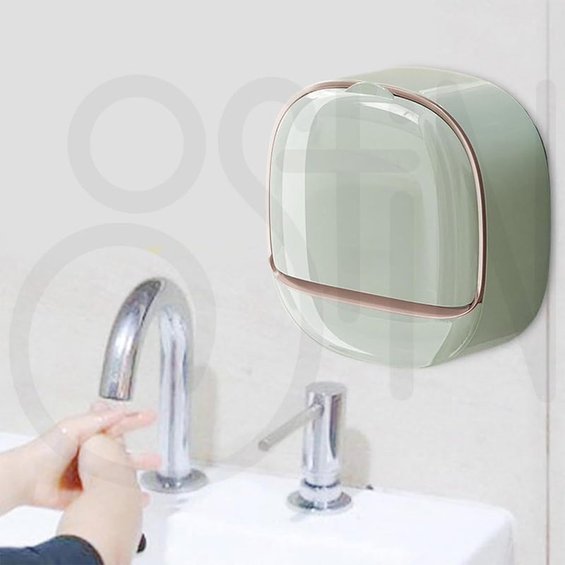 Ostin Soap Holder with Drain Tray Waterproof Soap Dish Holder Keep Soap Bars Dry Adhesive Soap Case Box Wall Mounted for Shower Bathroom Bathtub Mint Green - Image 3