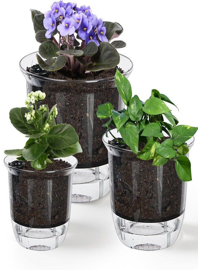 IWNTWY Plant Pots 6/5/4 inch Set of 3, Self Watering Pots for Indoor Outdoor Plants Flowers, Self Watering Planters with Reservoir, Drainage Hole and Absorbent Cotton Rope - Image 1