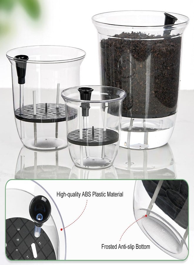 IWNTWY Plant Pots 6/5/4 inch Set of 3, Self Watering Pots for Indoor Outdoor Plants Flowers, Self Watering Planters with Reservoir, Drainage Hole and Absorbent Cotton Rope - Image 3