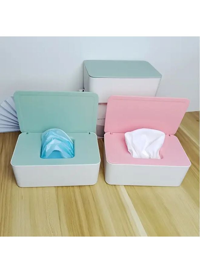 حافظة المناديل المبللة البلاستيكية البيضاء القابلة لإعادة التعبئة بغطاء إغلاق مانع للغبار - حامل مناديل مدمج للمكتب - Image 3