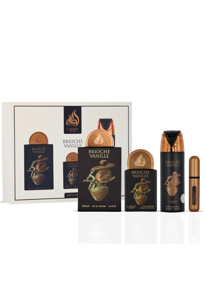 Lattafa PRIDE GIFTSET Brioche Vanille | Set 3-Piece (Edp 100ml + Edp 20ml + Deodorant 200ml) - Image 1