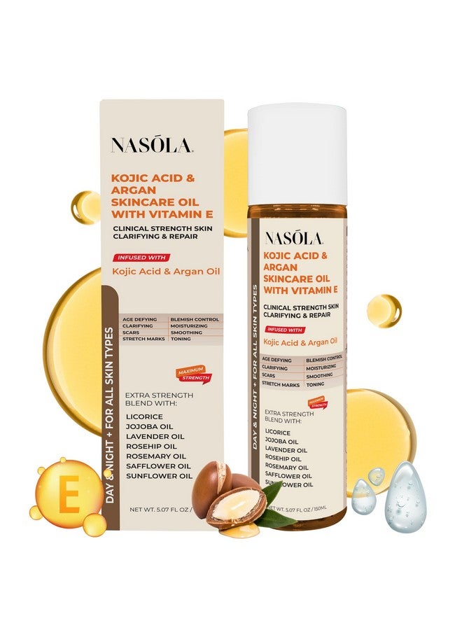ناسولا سيروم مرطب للوجه والجسم من ناسولا بحمض الكوجيك وزيت الأرغان للعناية بالبشرة مع فيتامين E لعلاج الندبات وعلامات التمدد - Image 1