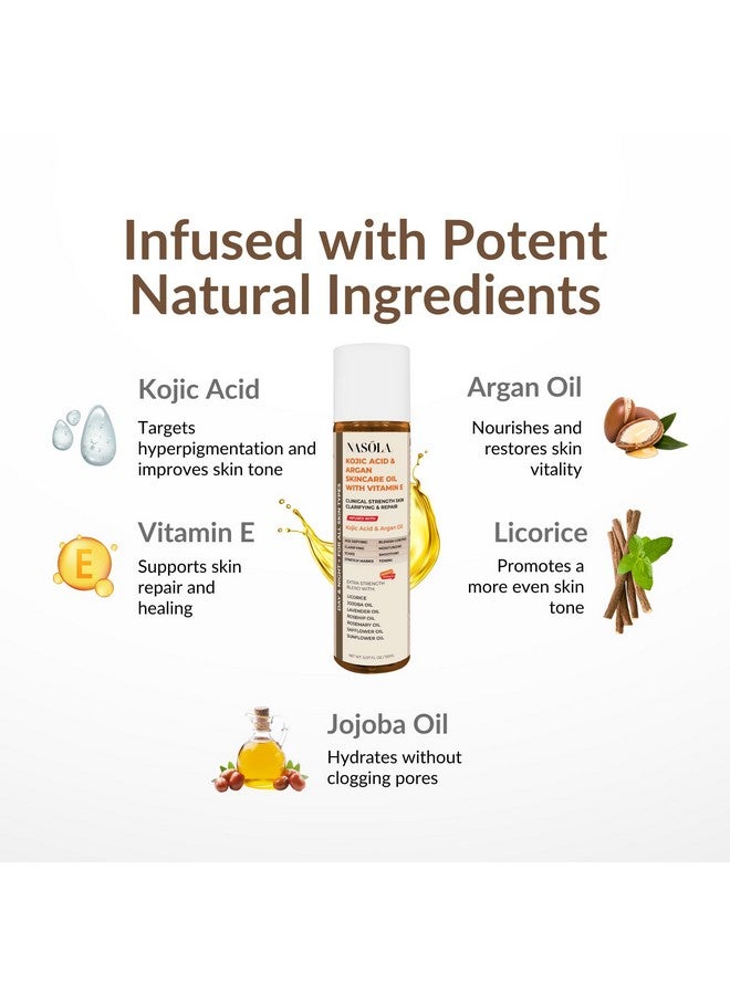 ناسولا سيروم مرطب للوجه والجسم من ناسولا بحمض الكوجيك وزيت الأرغان للعناية بالبشرة مع فيتامين E لعلاج الندبات وعلامات التمدد - Image 3