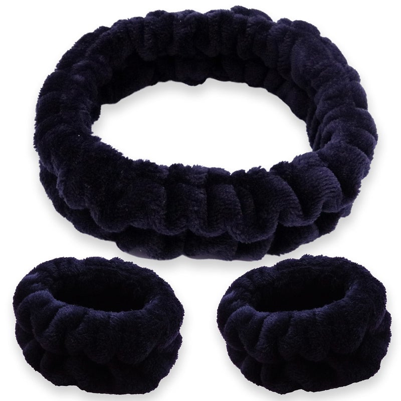 FROG SAC Puffy Spa Headband and Wristbands for Face Washing, Fuzzy Skincare Headbands for Women, Soft Makeup Skin Care Hair Accessories for Girls, Make Up Hair Band (Tie Dye) - Image 1