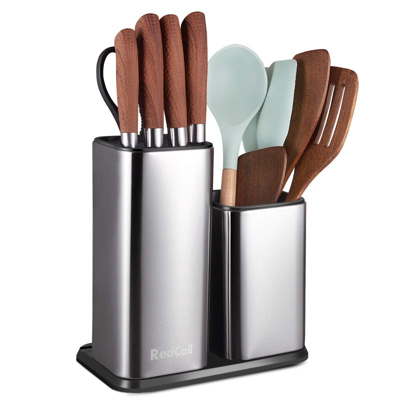 RedCall Kitchen Knife HolderStainless Steel Universal Knife Block Without Knives for CountertopModern Knife Utensil Holder for CounterEdgeProtect Knife Storage Organizer Stainless Steel Silver