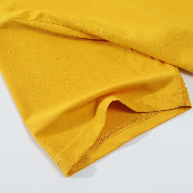 190g 40 PCs Ice Silk Pure Cotton high-end short sleeve rib round neck T-shirt solid color men's and women's loose T-shirt custom - Image 5