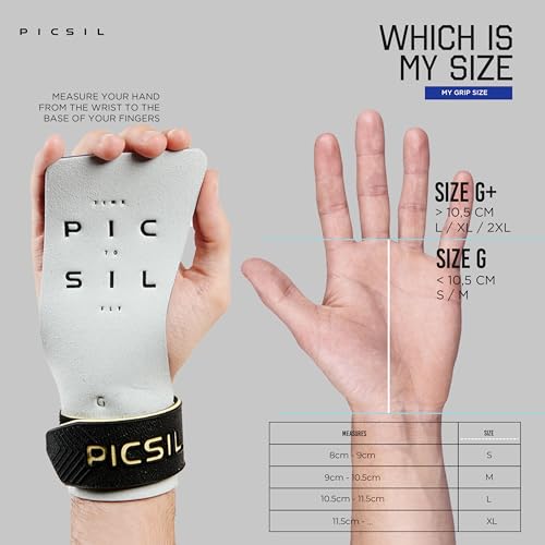PICSIL Condor Grips, No Hole Leather Hand Grips, Increased Protection and Comfort, Hand grips for Gymnastic, Cross Training, Pull ups, Weightlifting, Prevents Blisters and Tears, (G+, White) - Image 5